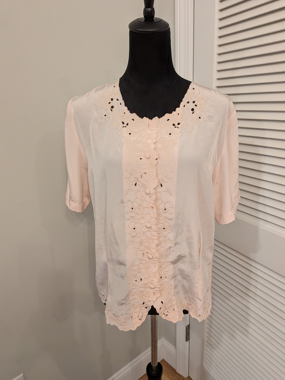 Women's Light Pink Lace-Trim Blouse Size 10